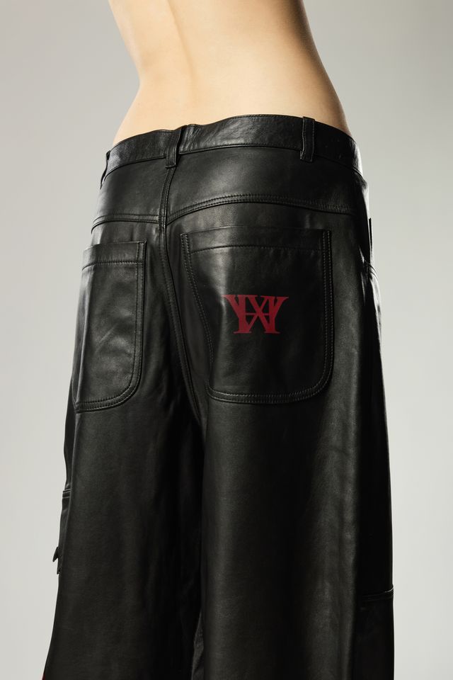 OVERSIZED UNISEX TAPERED LEG LAMBSKIN TROUSERS