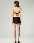 BUCKLE BANDEAU BIKINI TOP AND BUCKLE SLIT SKIRT SET IN BLACK