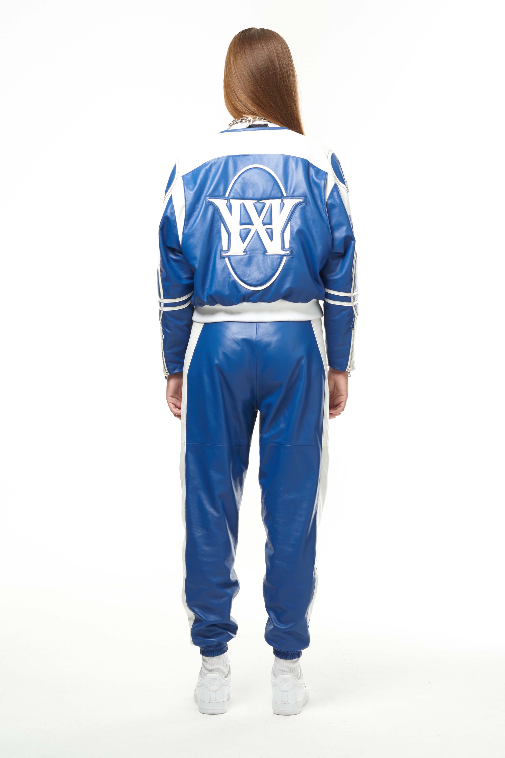 HARDWARE LDN LIMITED EDITION WHITE AND ROYAL BLUE BIKER JACKET