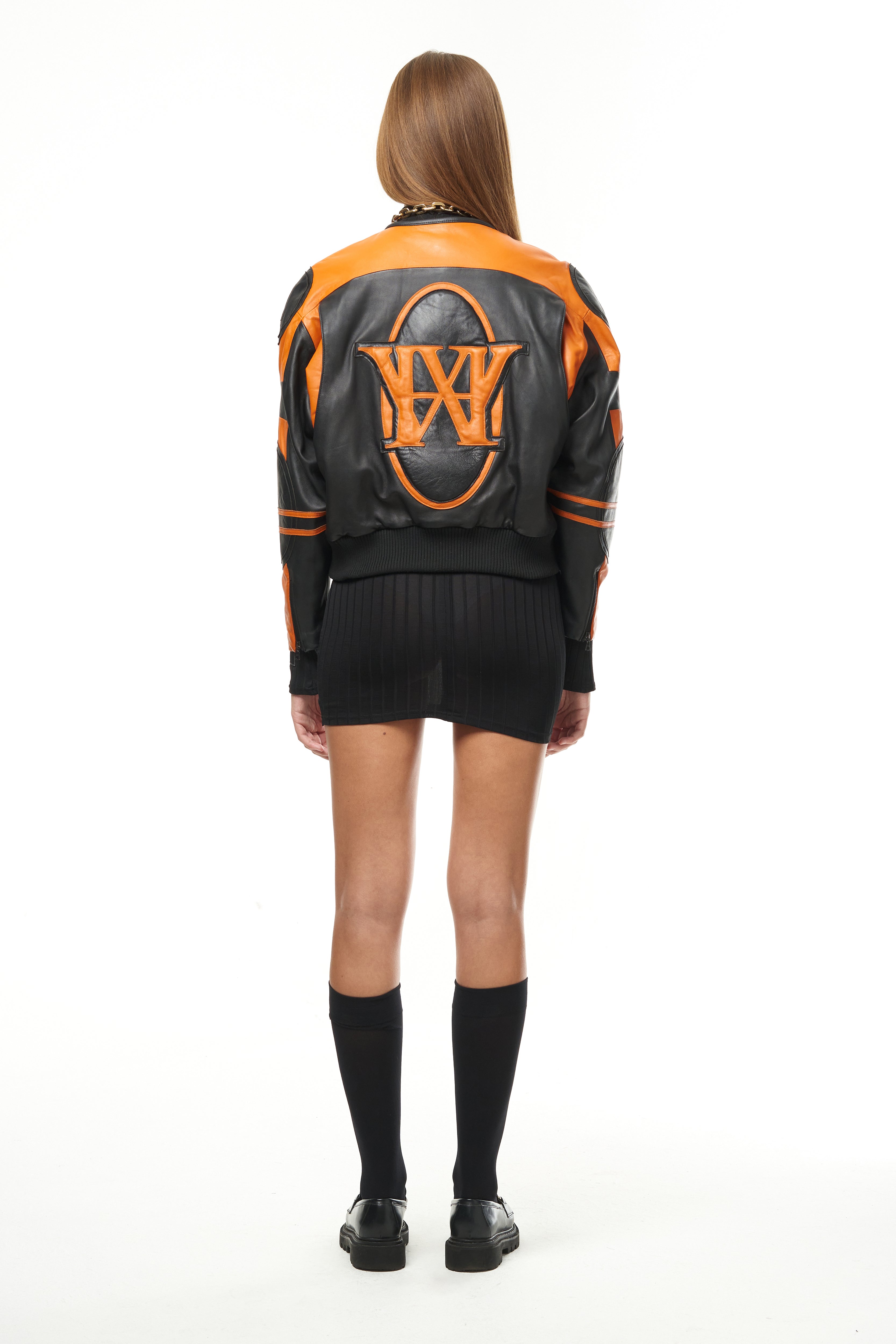 Black and orange store bomber jacket womens