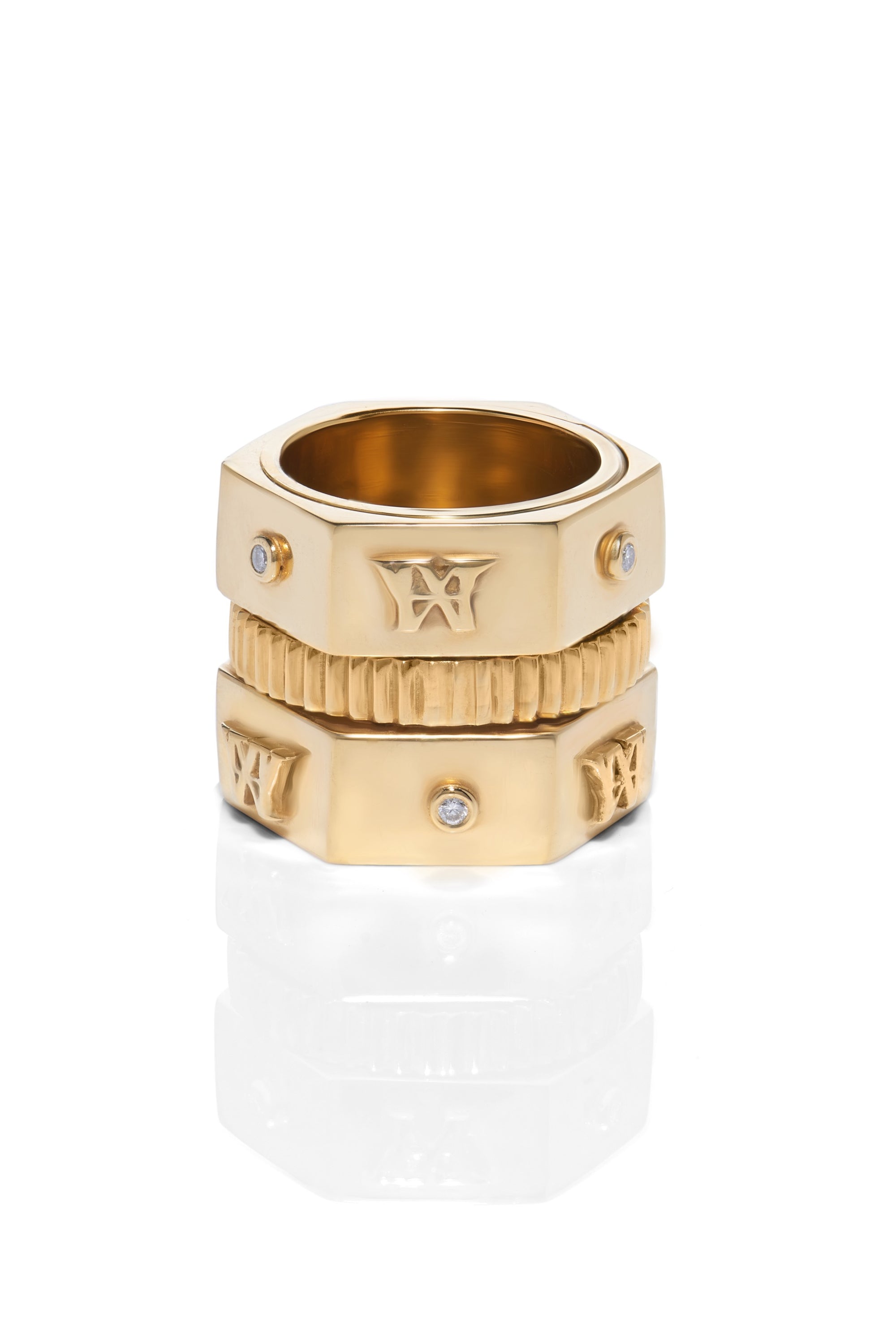 3 in 1 Gold Triple Stack Screw Ring - Hardware LDN