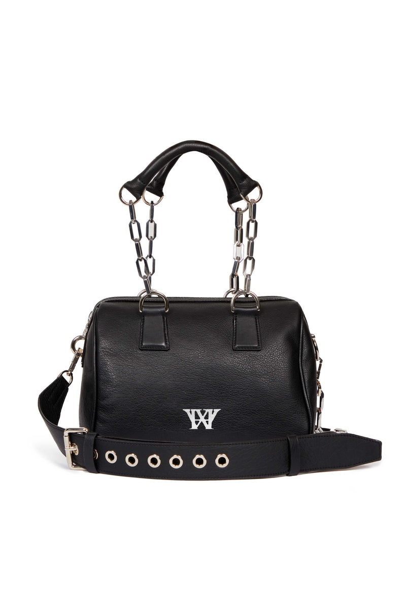 MUSINSA | LEMARD Cracked Leather Bowling Bag - Black - バッグ