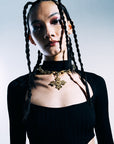 GOLD CHAIN CHOKER NECKLACE WITH PENDANT