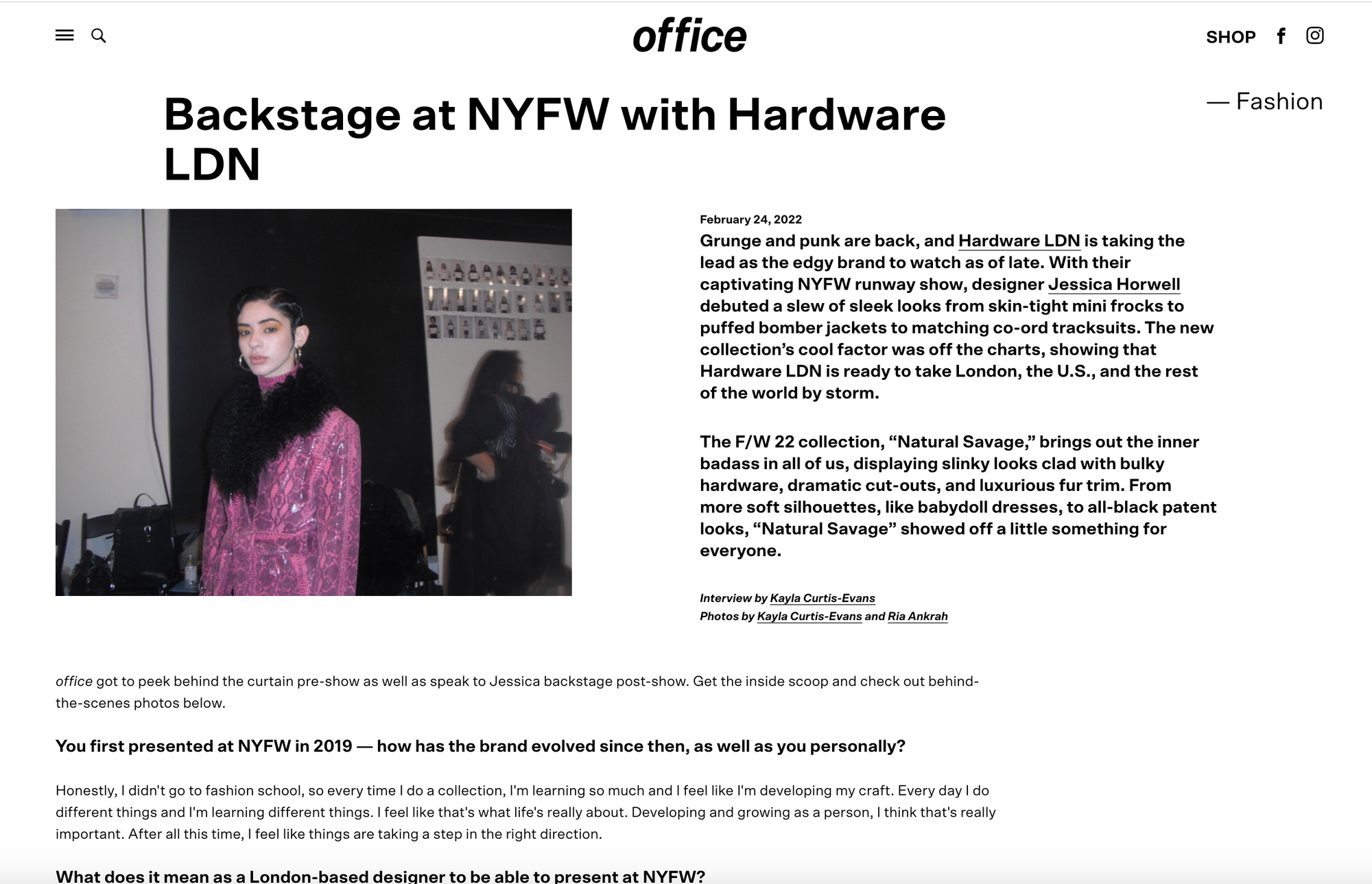 Backstage at NYFW with Hardware LDN | Office Magazine