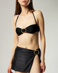 BUCKLE SLIT SKIRT IN BLACK