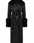 MIDNIGHT LEATHER TRENCH  W //  RED CONTRAST STITCH