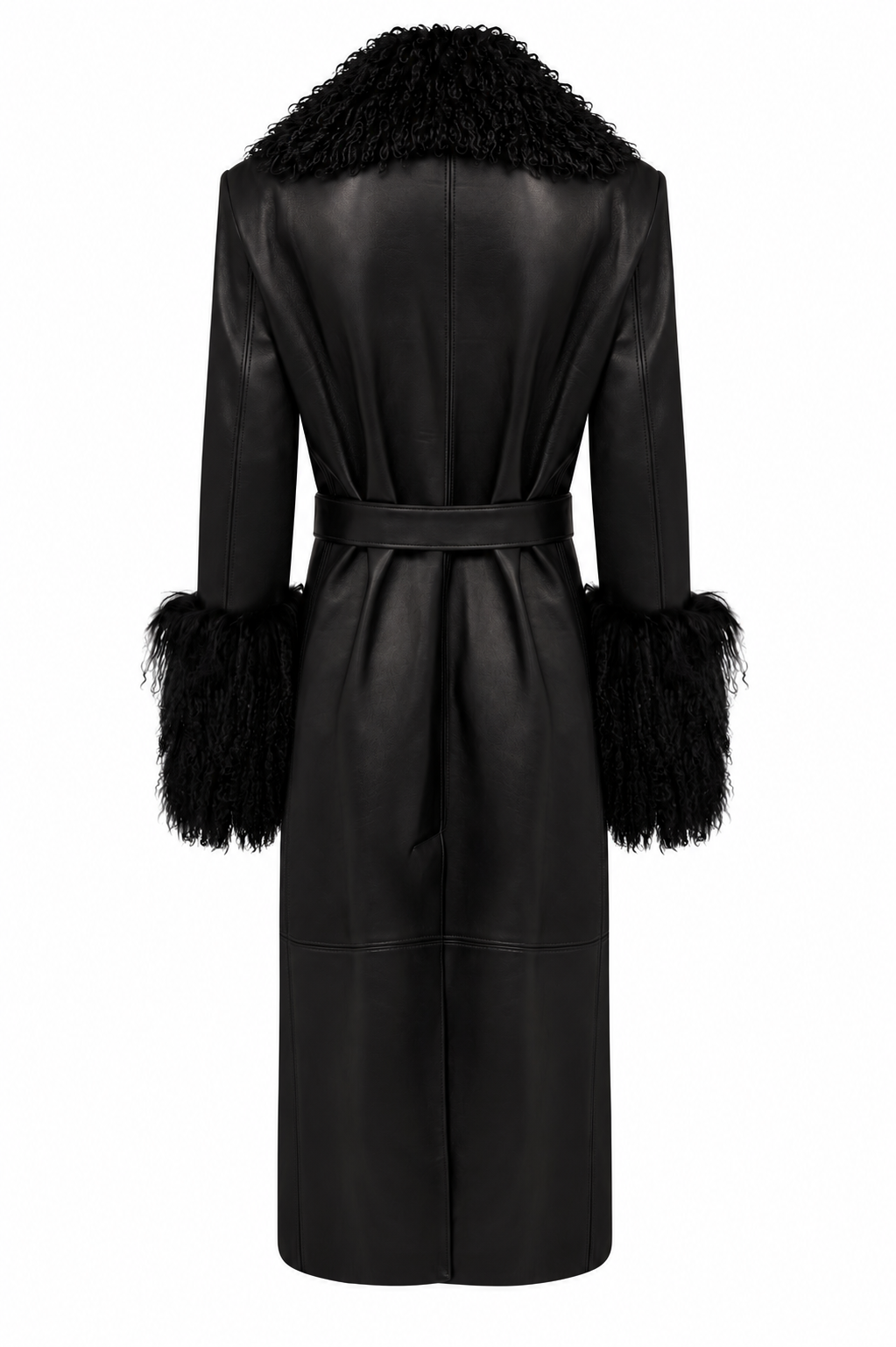 MIDNIGHT LEATHER TRENCH  W //  RED CONTRAST STITCH