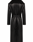 MIDNIGHT LEATHER TRENCH  W //  RED CONTRAST STITCH