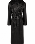 MIDNIGHT LEATHER TRENCH  W //  RED CONTRAST STITCH