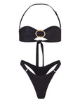 BUCKLE BANDEAU BIKINI SET IN BLACK