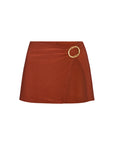 BUCKLE SLIT SKIRT IN COPPER