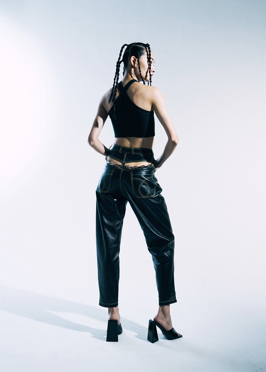 BOOTY CHAIN LEATHER TROUSERS