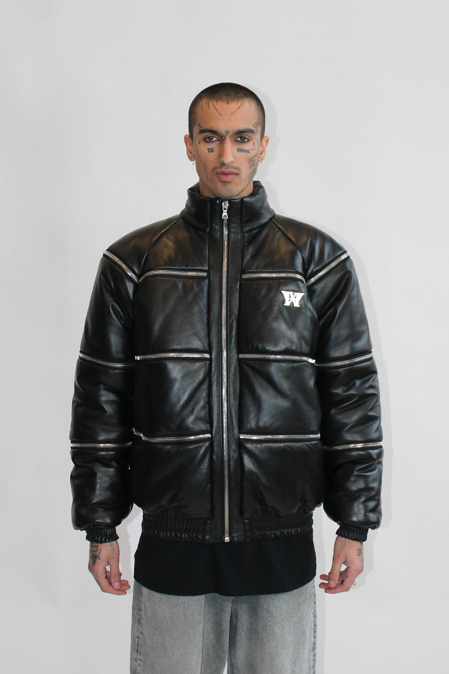 THE ZIP LEATHER PUFFER JACKET