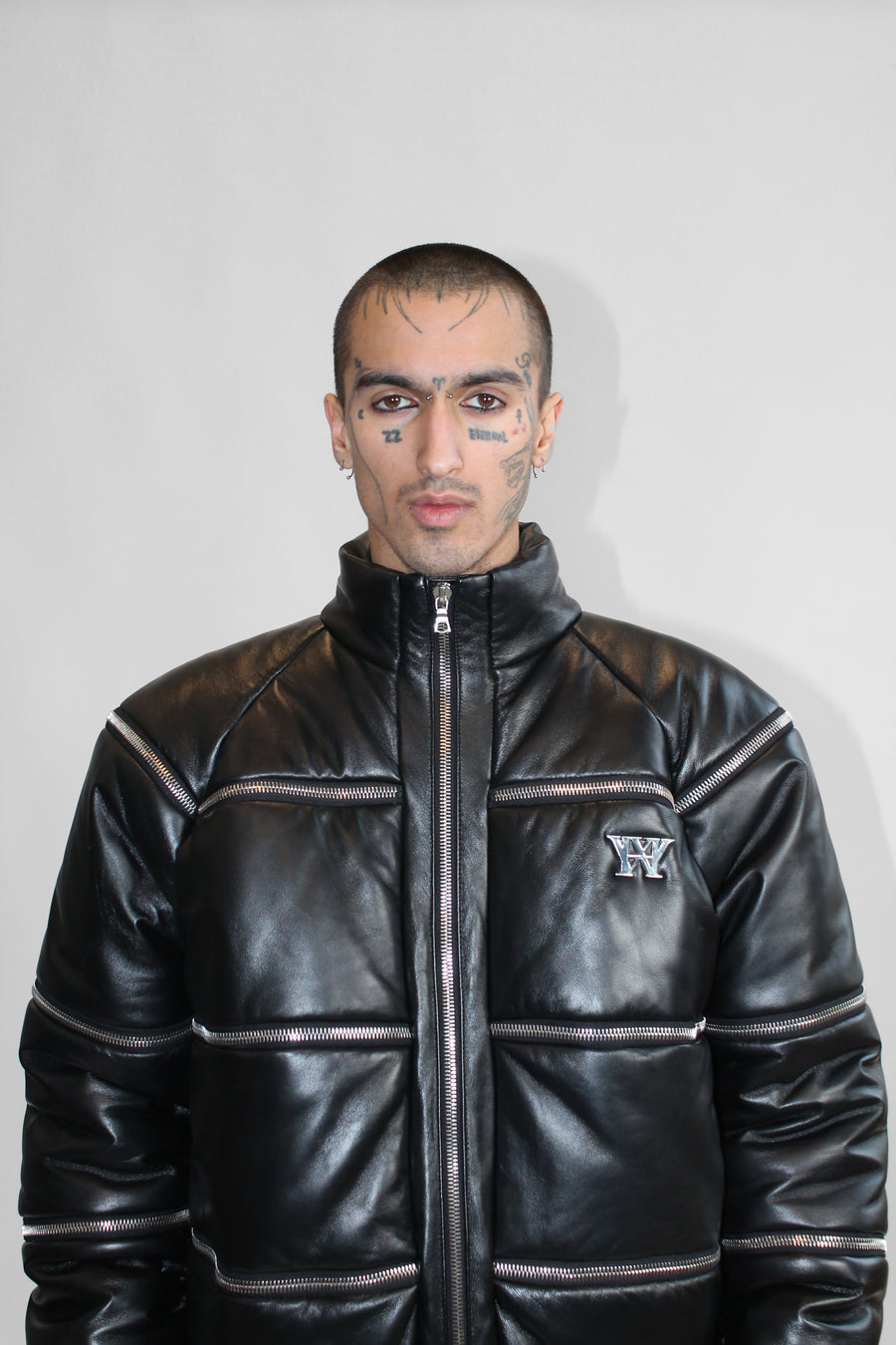 THE ZIP LEATHER PUFFER JACKET