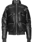 LEATHER ZIP PUFFER JACKET