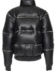 LEATHER ZIP PUFFER JACKET