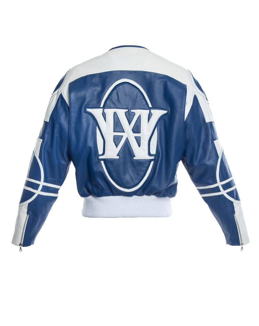 HARDWARE LDN LIMITED EDITION WHITE AND ROYAL BLUE BIKER JACKET