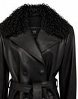 MIDNIGHT LEATHER TRENCH  W //  RED CONTRAST STITCH