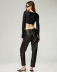THE ZILLA QUILTED LAMBSKIN LEATHER TROUSER
