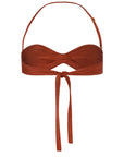 BUCKLE BANDEAU BIKINI TOP IN COPPER