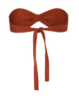 BUCKLE BANDEAU BIKINI TOP IN  COPPER