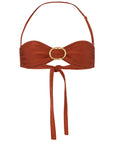 BUCKLE BANDEAU BIKINI TOP IN COPPER