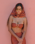 HEAD SCARF // WRAP SKIRT & HALTER TOP IN COPPER