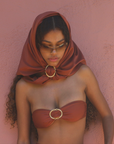 HEAD SCARF // WRAP SKIRT & HALTER TOP IN COPPER