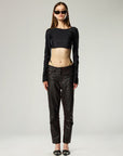 THE ZILLA QUILTED LAMBSKIN LEATHER TROUSER