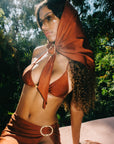 HEAD SCARF // WRAP SKIRT & HALTER TOP IN COPPER