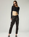 THE ZILLA QUILTED LAMBSKIN LEATHER TROUSER