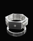 SILVER TRIPLE STACK SCREW RING 001