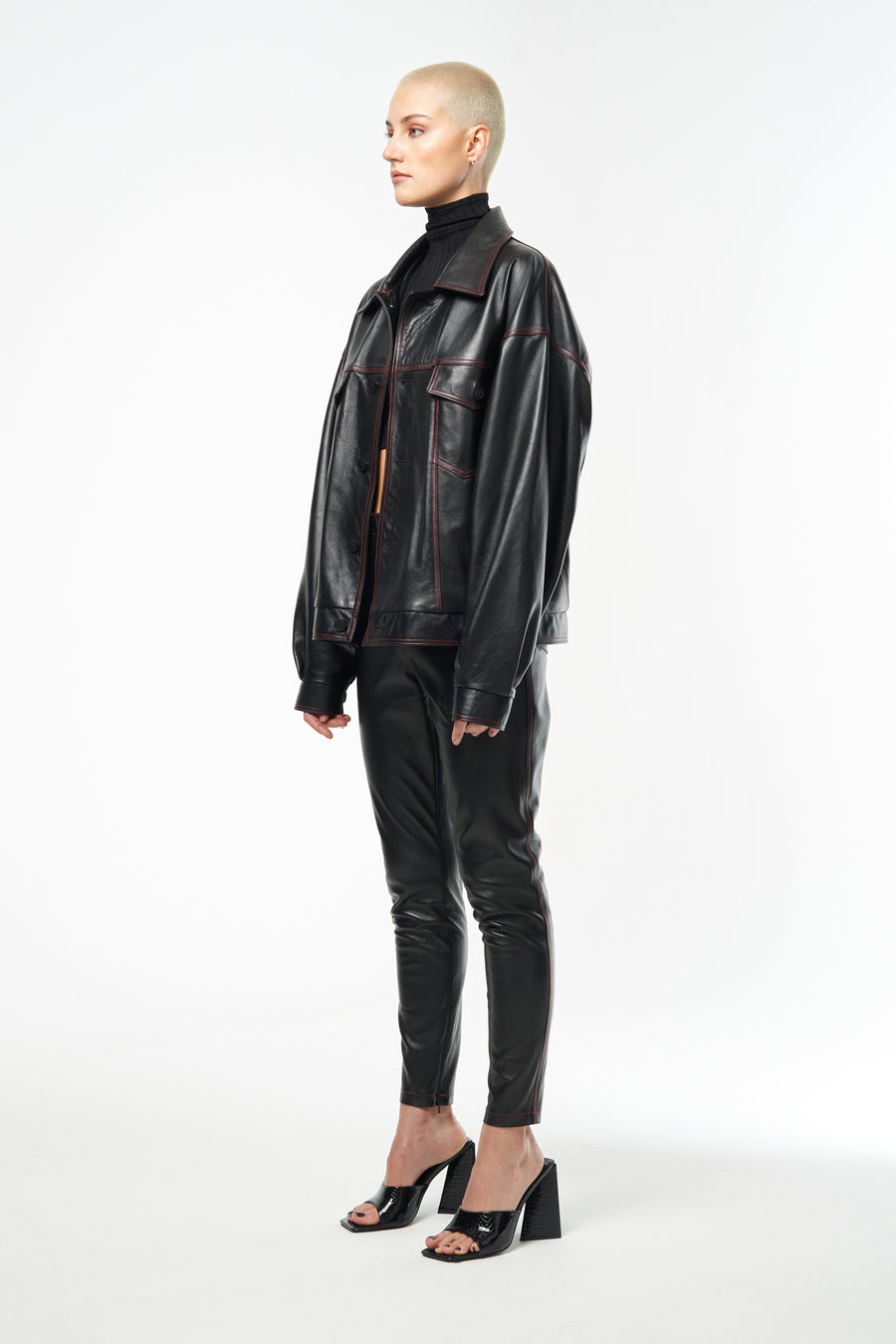 Womens Luxury Oversized Designer Leather Jacket | Black Leather Bomber Jacket
