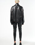 Luxury Outerwear Made in London | Black Quartz Leather Jacket 