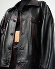 Black Quartz | Womens Black Lambskin Oversized Leather Jacket 