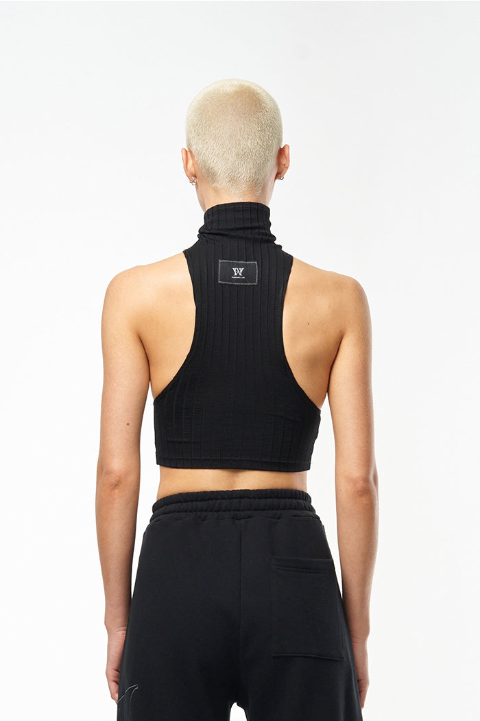 Black Jersey Turtleneck Crop Top | London Designer Fashion