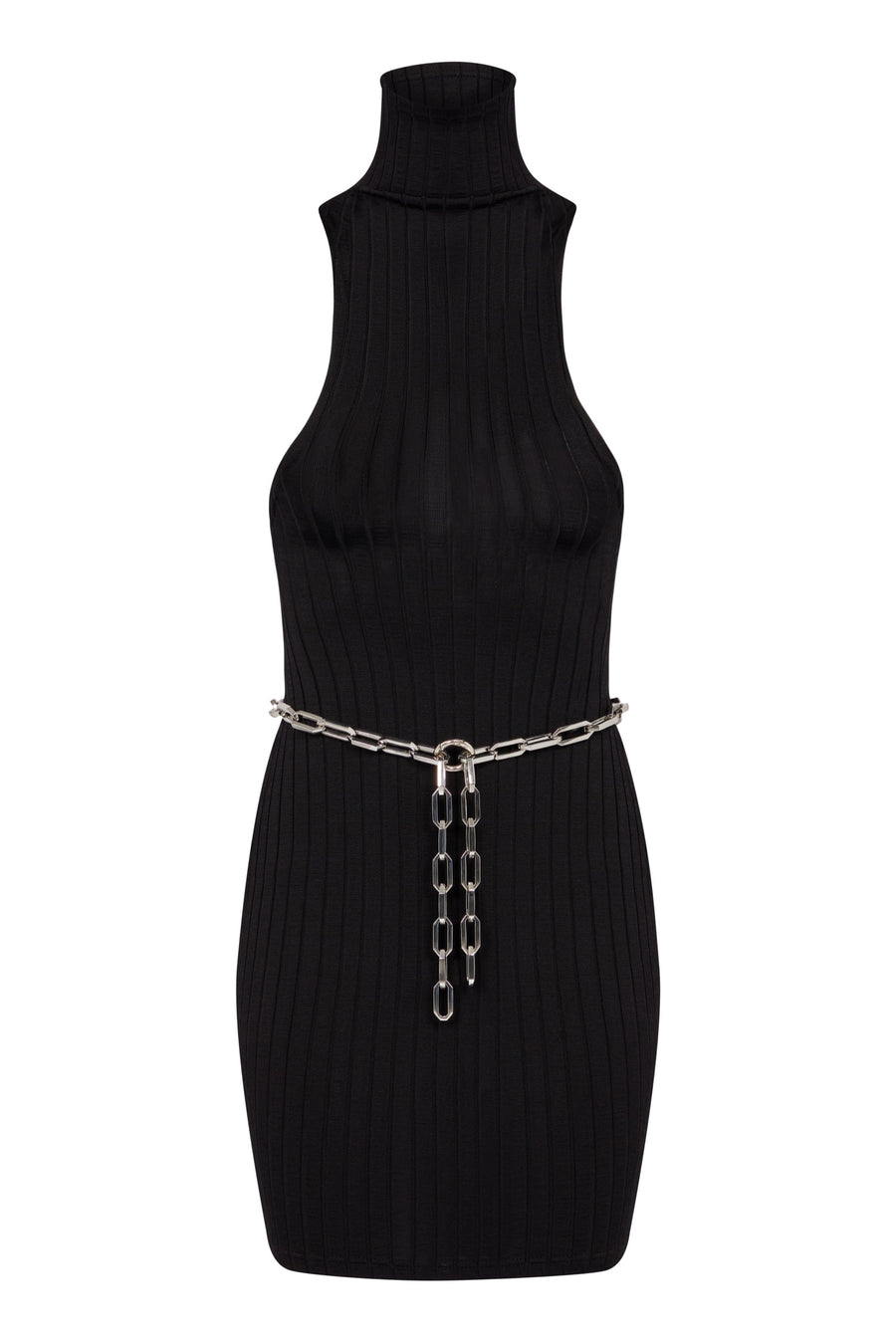 High Neck Jersey Mini Dress With Chain Belt | Made in London