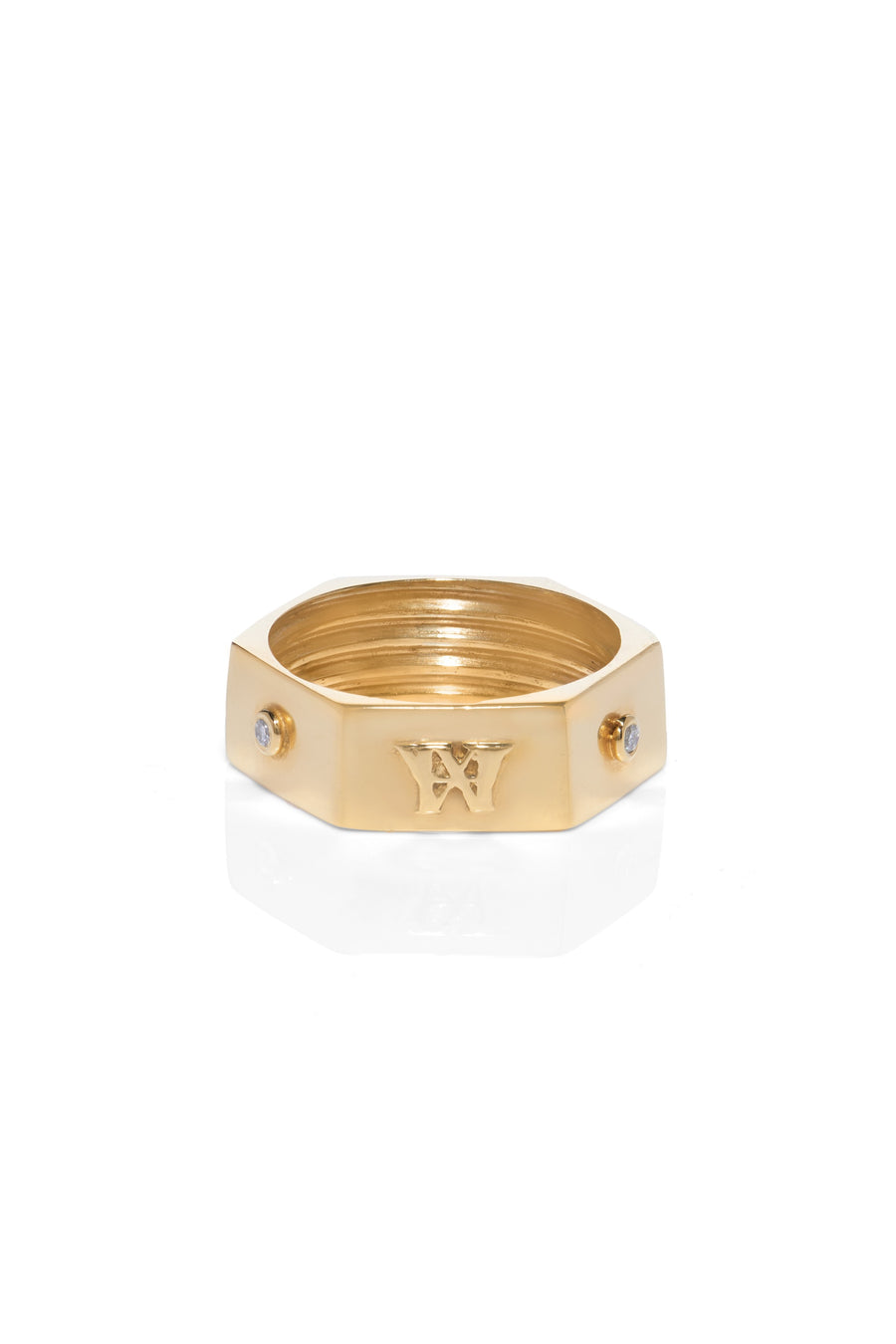 Hardware inspired gold ring unisex
