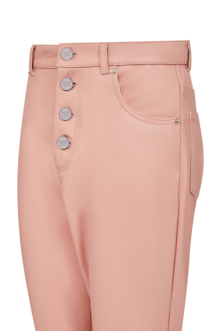 4 Button High Waisted Leather Trouser 